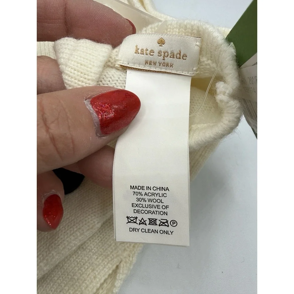 IVORY Kate Spade New York Fingerless Gloves/Arm Warmer & MATCHING BEANIE HAT!